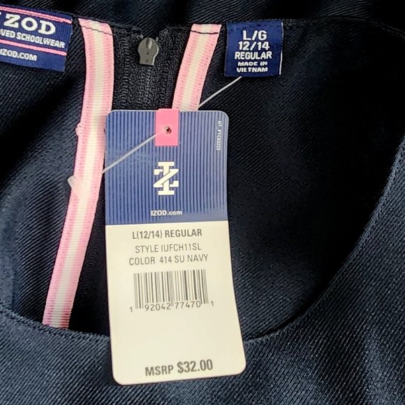 IZOD School Uniform Jumper Dress NWT Large 12 / 14 Regular Navy Blue - Picture 5 of 6